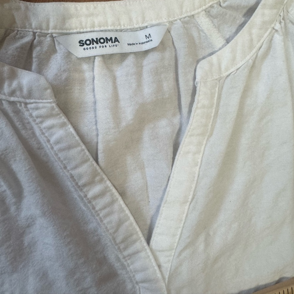 Linen like Short Sleeve Blouse - Picture 5 of 6